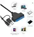 Cable Sata Usb Adaptador Tipo C Y 3.0 Doble Salida Disco Ssd Negro