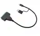 Cable Sata Usb Adaptador Tipo C Y 3.0 Doble Salida Disco Ssd Negro
