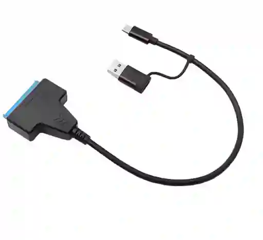 Cable Sata Usb Adaptador Tipo C Y 3.0 Doble Salida Disco Ssd Negro