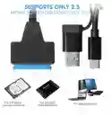 Cable Sata Usb Adaptador Tipo C Y 3.0 Doble Salida Disco Ssd Negro