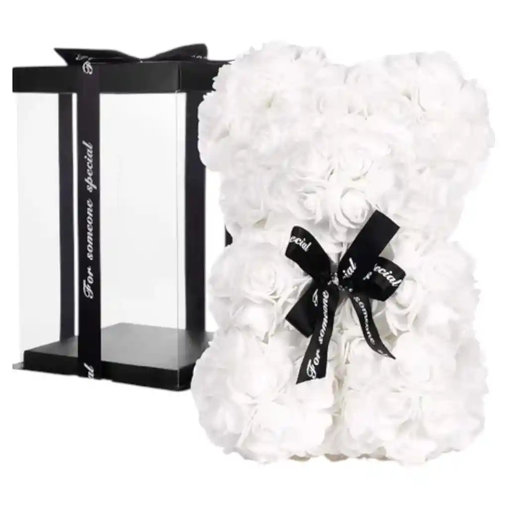 Osito Diseño Floral Blanco