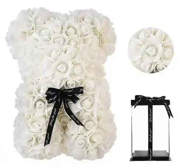 Osito Diseño Floral Blanco