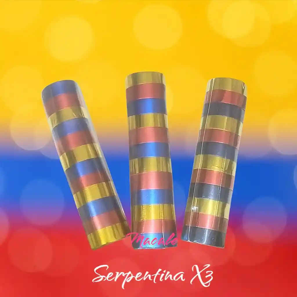 Serpentina Metalizada X3 Unidades Amarillo, Azul, Rojo