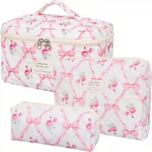 3 Cosmetiqueras Bolso Organizador Maquillaje Viaje Acolchado