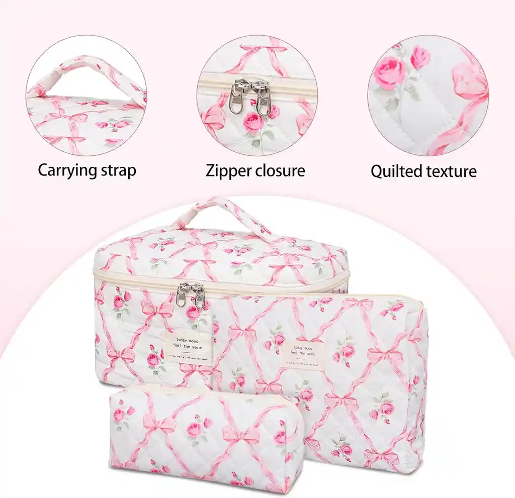 3 Cosmetiqueras Bolso Organizador Maquillaje Viaje Acolchado