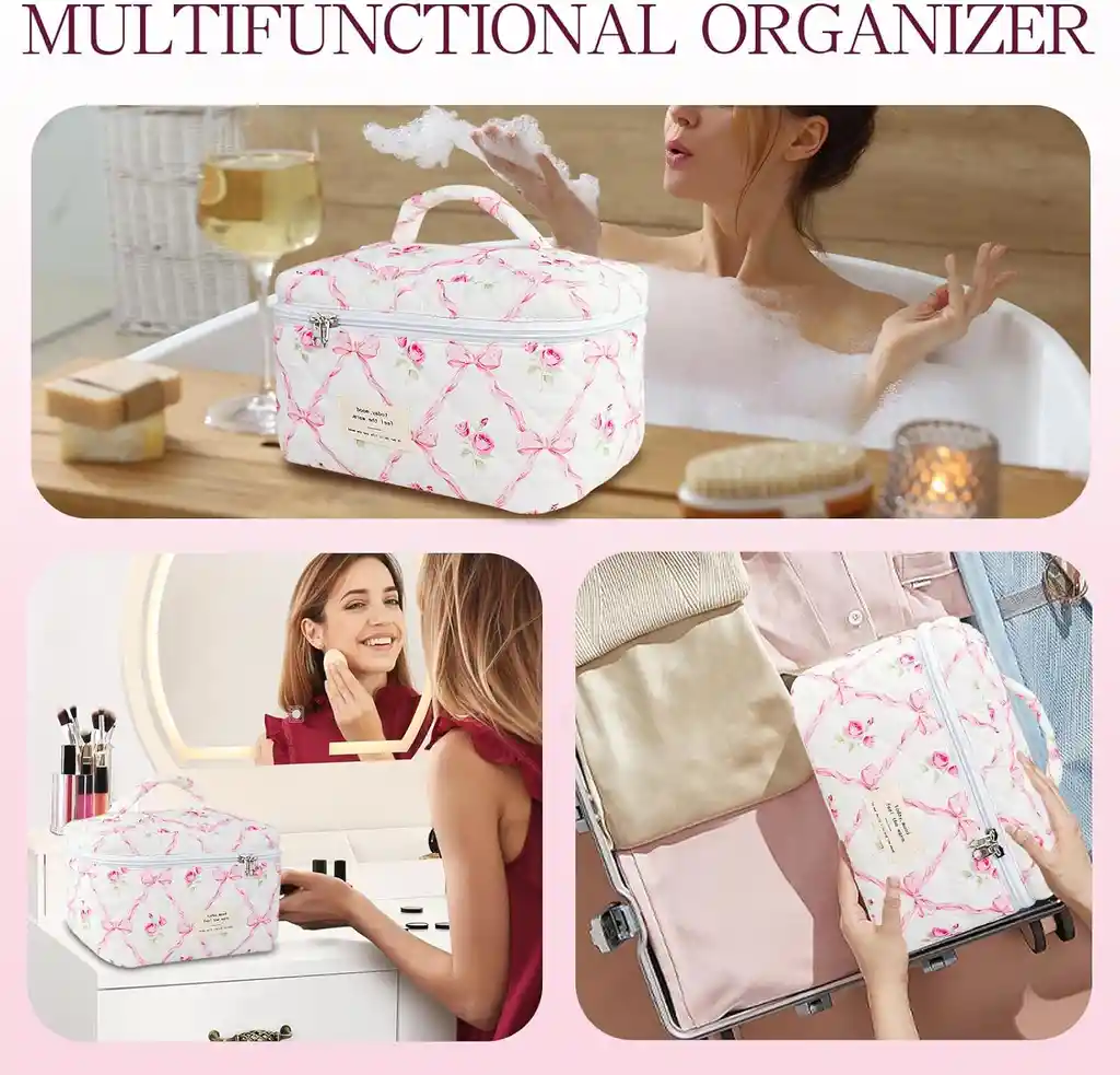 3 Cosmetiqueras Bolso Organizador Maquillaje Viaje Acolchado