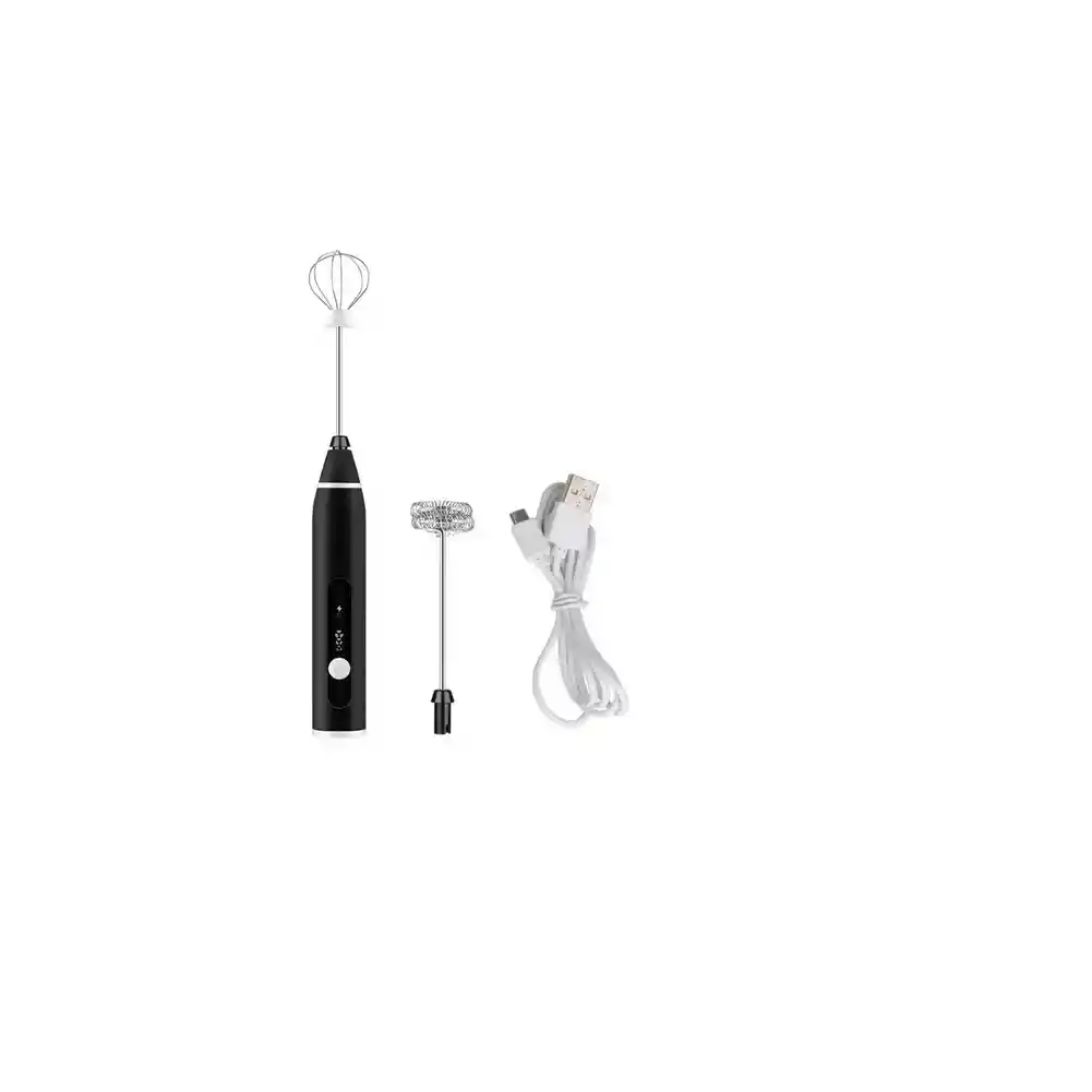 Batidor Eléctrico Recargable 3 Velocidades 2 Puntas Cocina Color Negro 5v