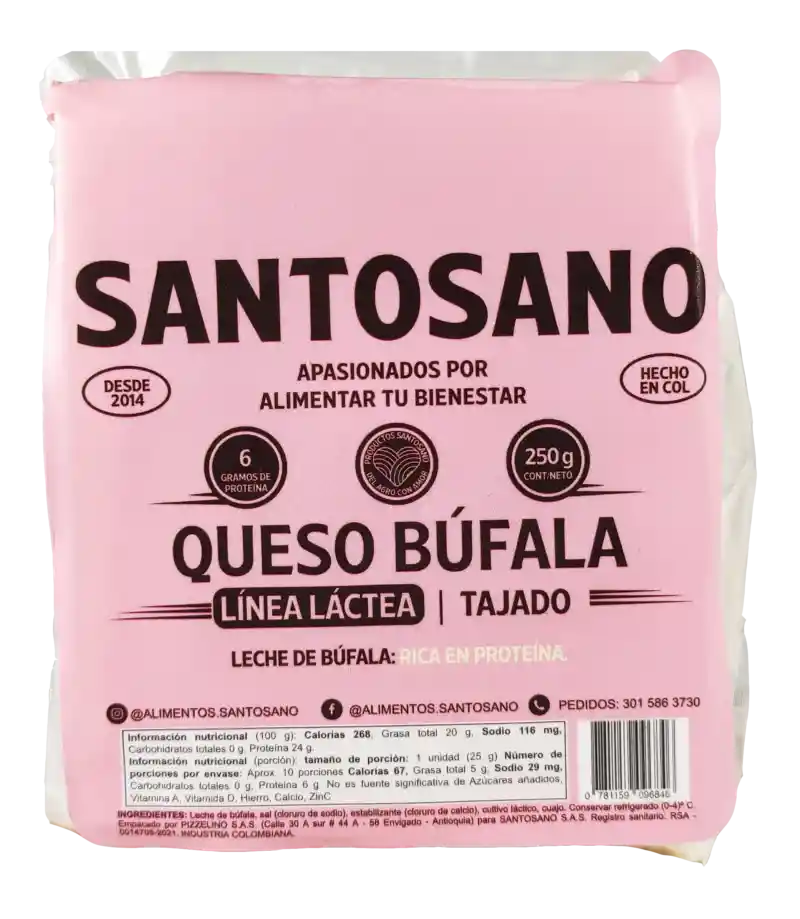 Queso Mozzarela 100% Bufalax250g Santosan