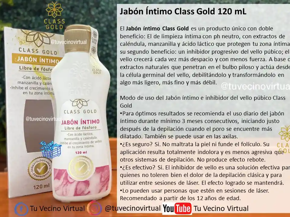 Jabon Intimo, Desodorante Intimo Y Body Up Class Gold