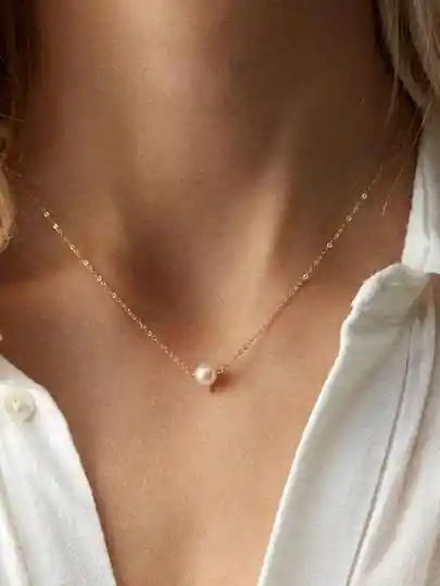 Cadena Perla Solitario