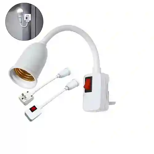 Adaptador Roceta Soporte De Bombillo Para Pared Con Interruptor