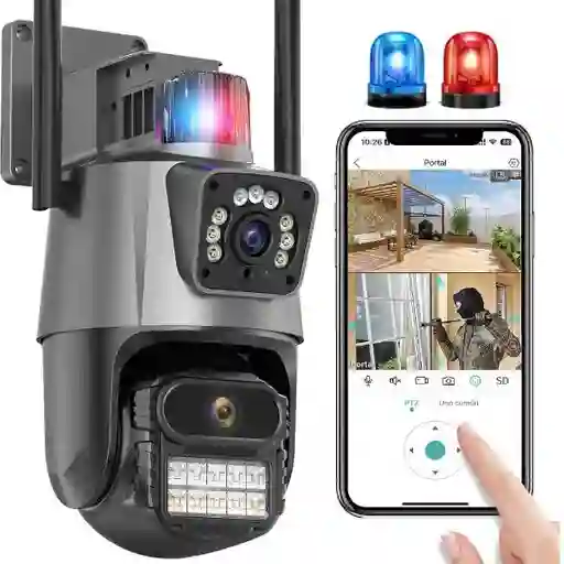 Camara Ip Exterior 2 Lentes Con Alarma