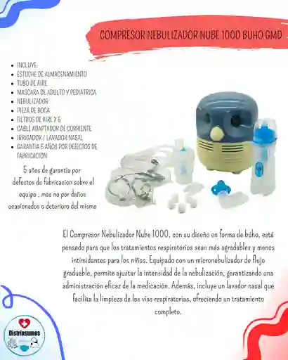 Compresor Nebulizador Nube 1000 Buho Gmd