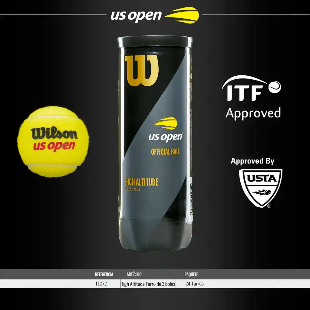 Pelotas Tenis Wilson Oficial Us Open Extra Duty (tarro X 3 Und)