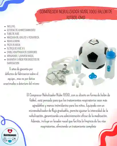 Compresor Nebulizador Nube 1000 Balon De Futbol Gmd
