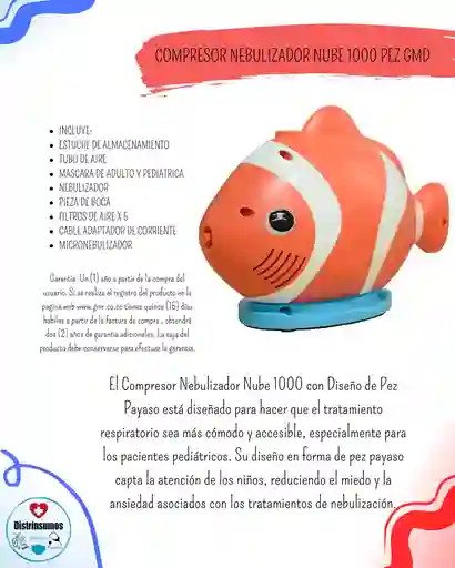 Compresor Nebulizador Nube 1000 Pez Gmd