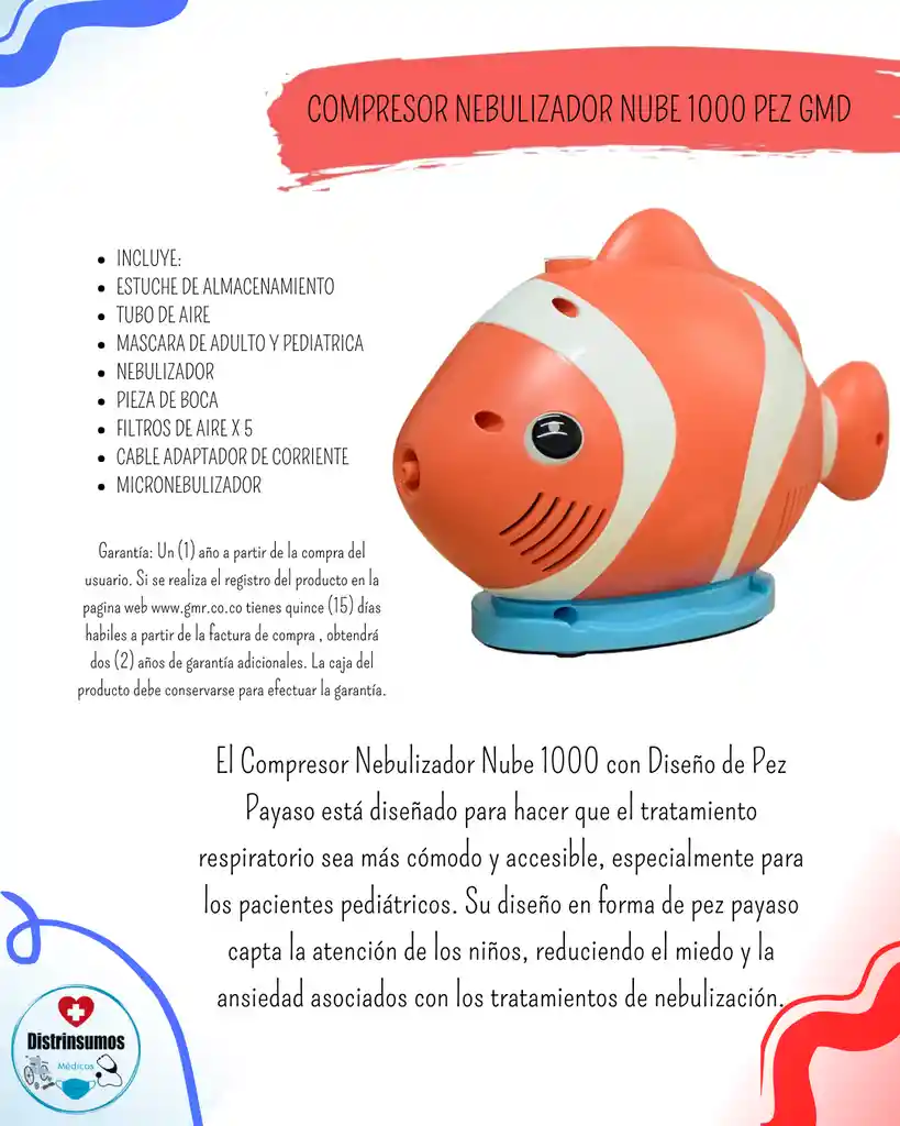 Compresor Nebulizador Nube 1000 Pez Gmd