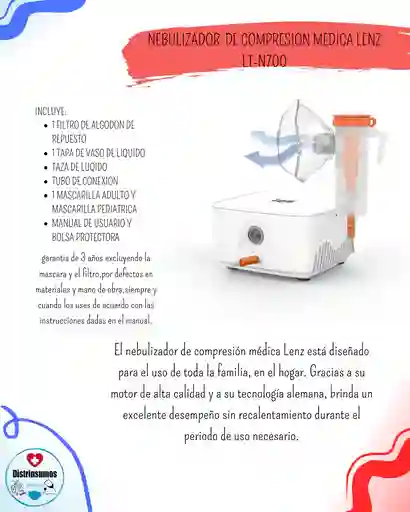 Nebulizador De Compresion Medica Lenz Lt-n700