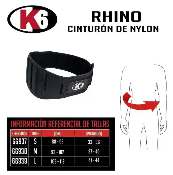 Cinturo De Nylon Para Levantamiento De Pesas K6 Talla L