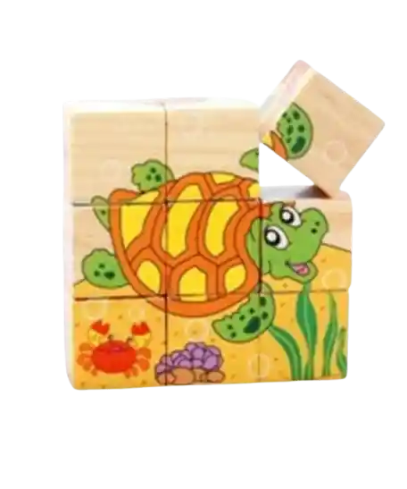 Didactico Rompecabeza Puzzle De Madera En Cubos Modelos Surtidos