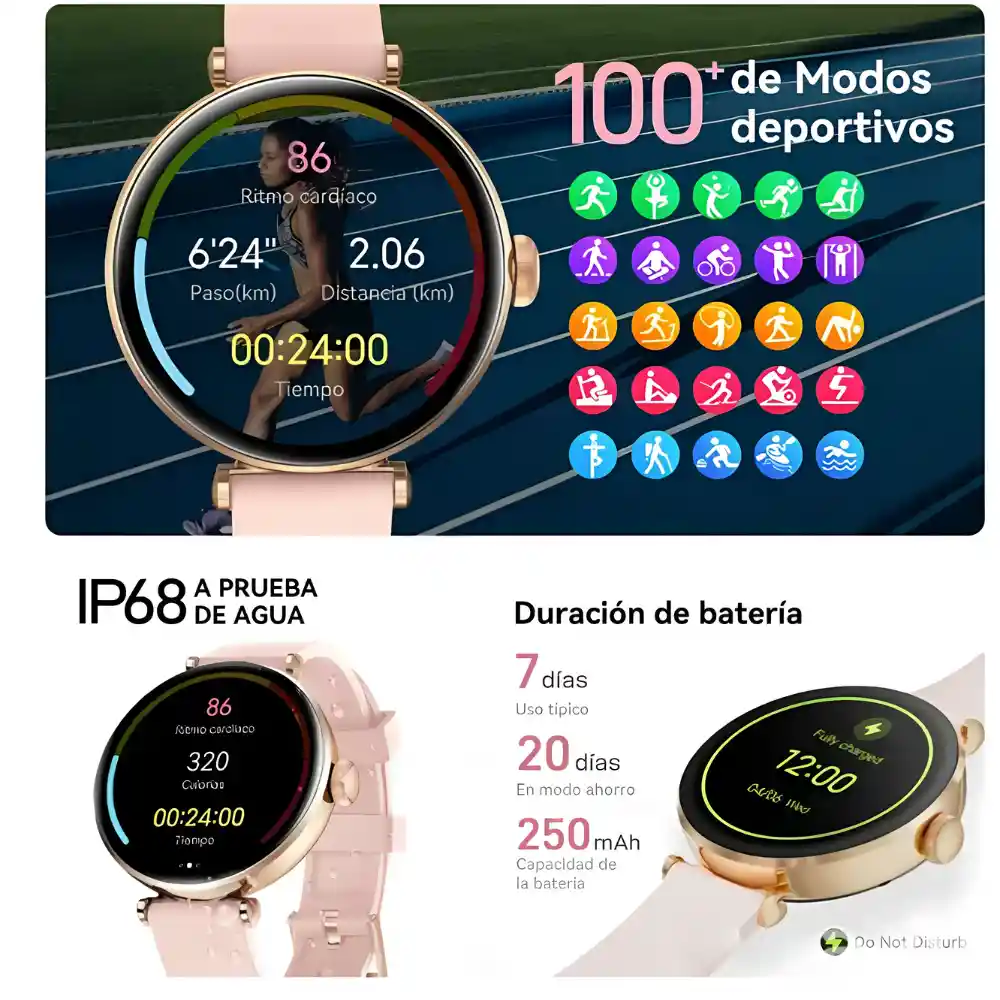 Reloj Smartwatch Kieslect Para Dama Lady Pura P1 Llamadas Bt