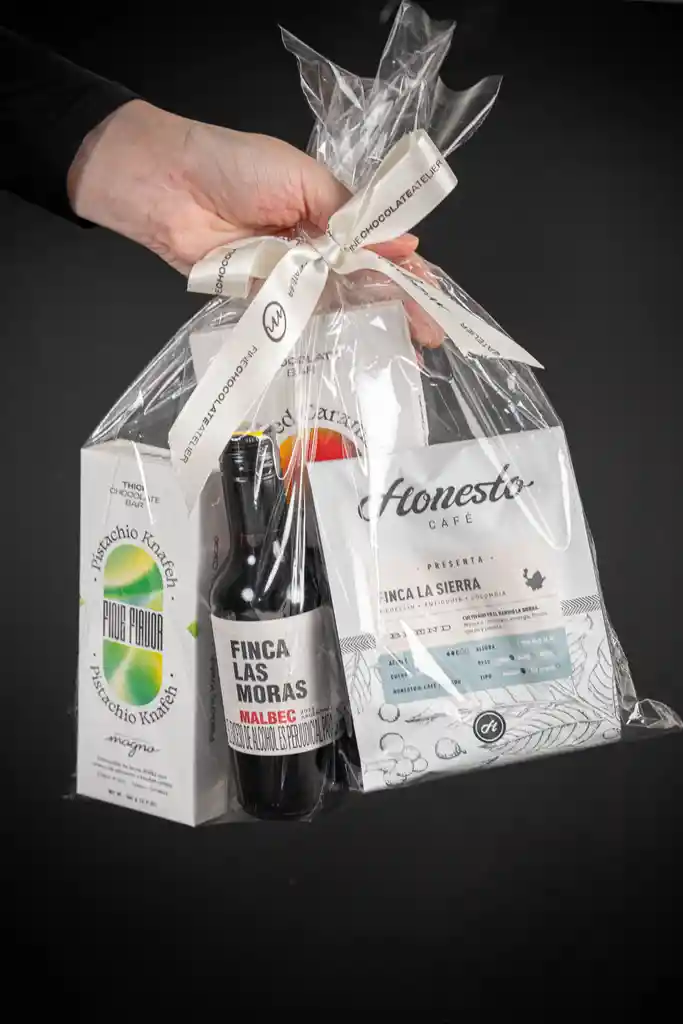 Ancheta De Regalo Barra De Chocolates, Café Y Vino Magno Chocolates