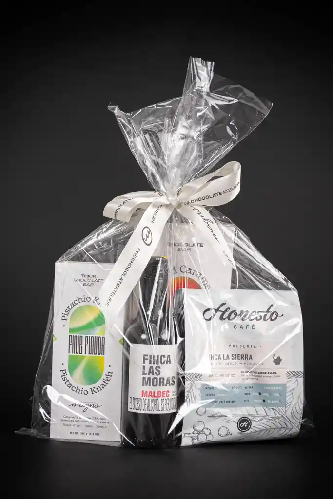 Ancheta De Regalo Barra De Chocolates, Café Y Vino Magno Chocolates