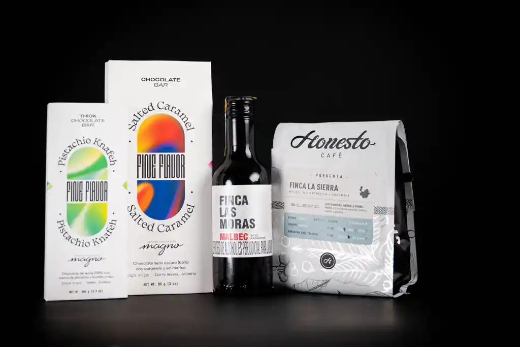 Ancheta De Regalo Barra De Chocolates, Café Y Vino Magno Chocolates