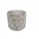 Maceta Circular En Cemento Blanco Y Granito Para Cactus Y Suculentas
