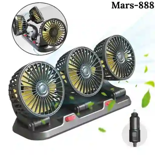 Ventilador Portatil Para Carro 3 Cabezales Mars-888