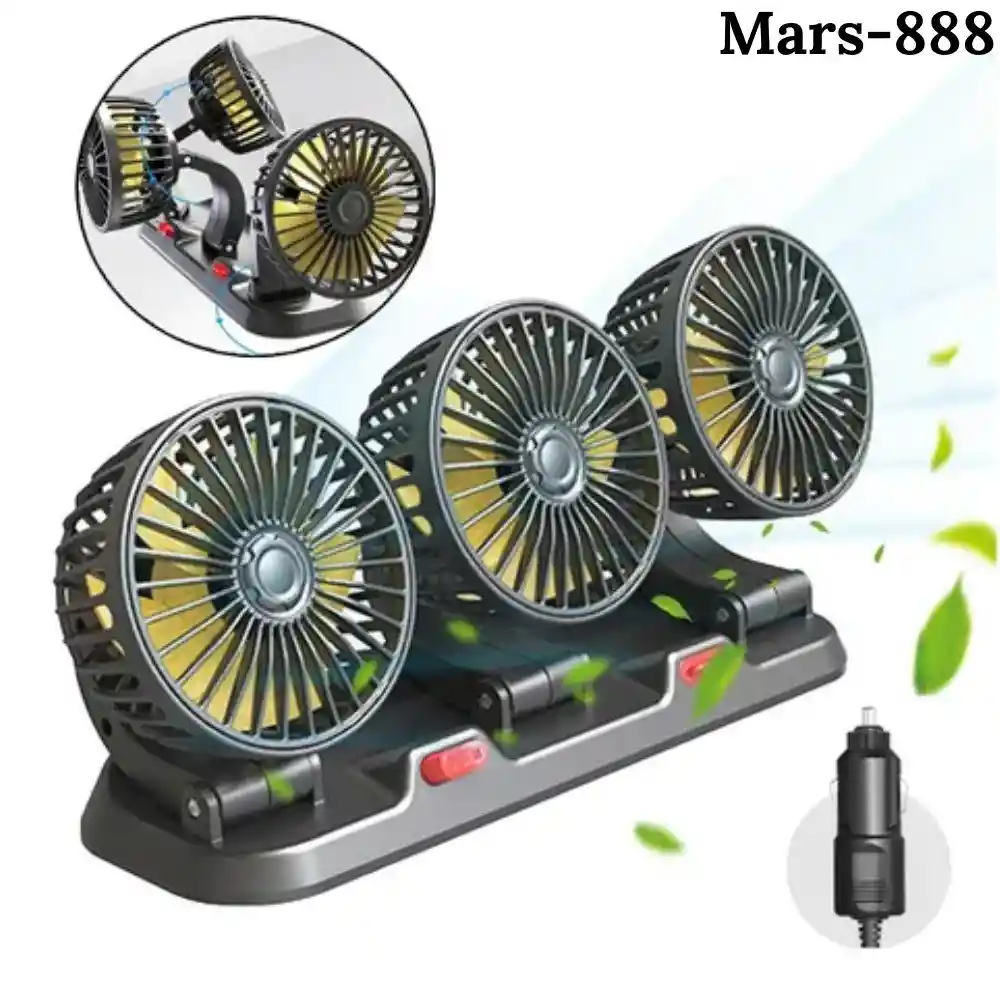 Ventilador Portatil Para Carro 3 Cabezales Mars-888