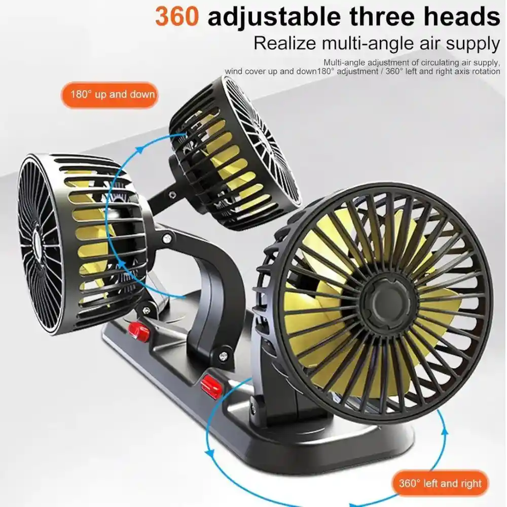 Ventilador Portatil Para Carro 3 Cabezales Mars-888