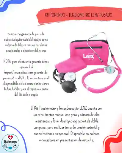 Kit Fonendo+tensiometro Lenz Rosado