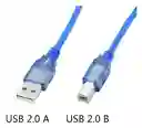 Cable Usb 2.0 Para Impresora 10 Mts Blindado Azul