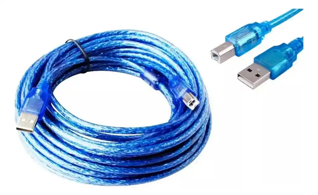 Cable Usb 2.0 Para Impresora 10 Mts Blindado Azul