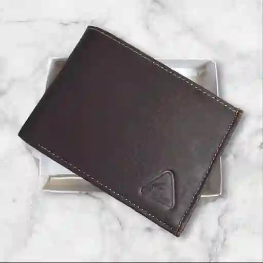 Billetera Hombre Cuero Genuino De Alta Calidad Color Cafe Oscuro - Grabado