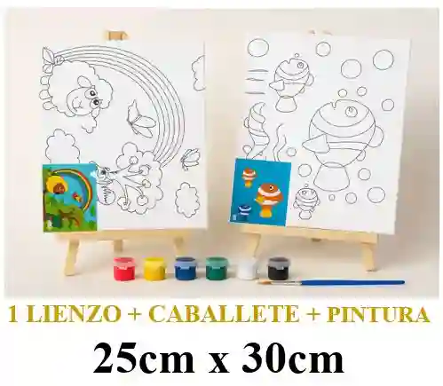 Lienzo Kit Pintura + Caballete + Pintura - 25 X 30 Cm