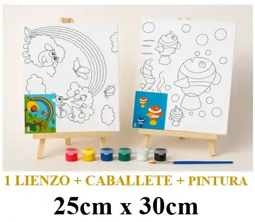 Lienzo Kit Pintura + Caballete + Pintura - 25 X 30 Cm