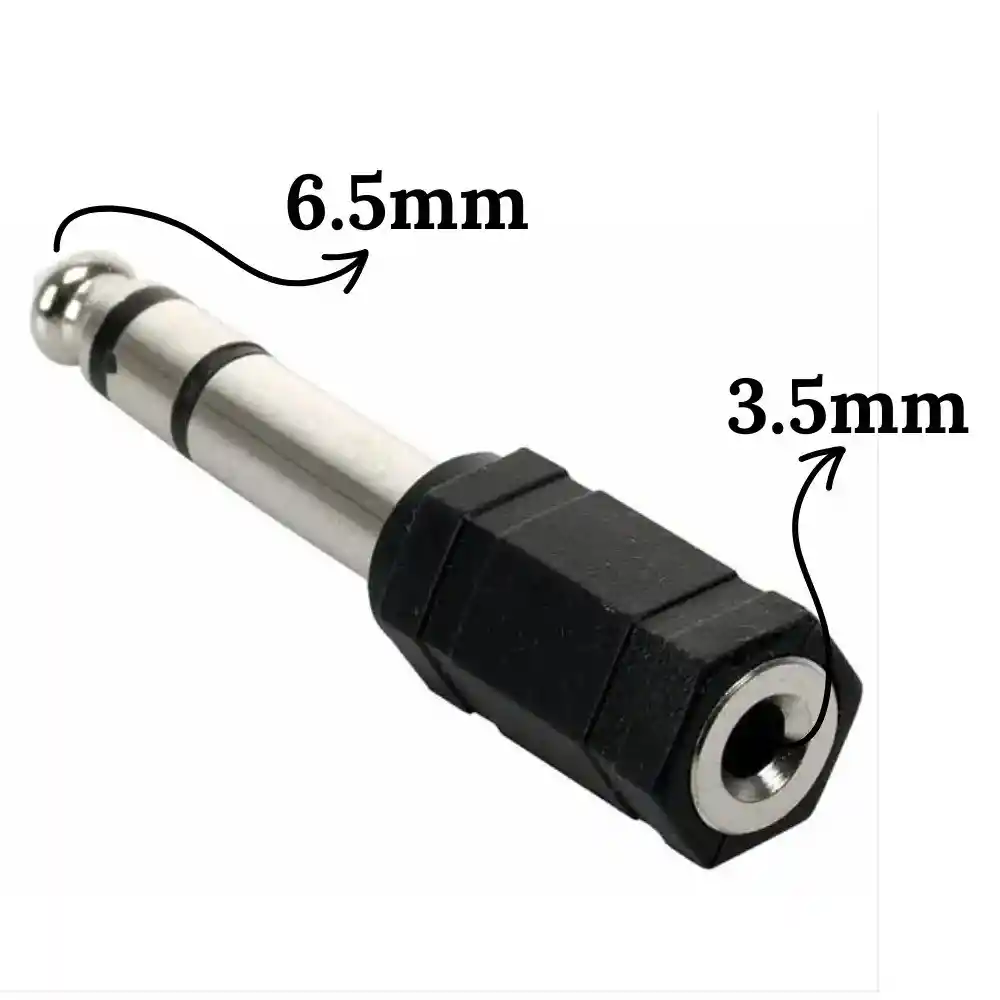 Adaptador Convertidor De Audio Jack 3.5mm Hembra A Jack 6.5mm Macho
