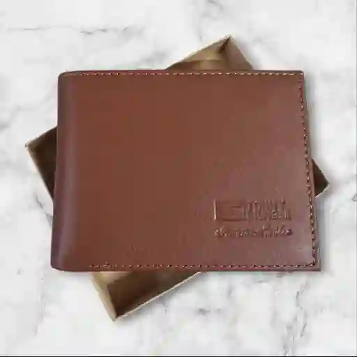Billetera Hombre Cuero Cafe Madera Garantia Original