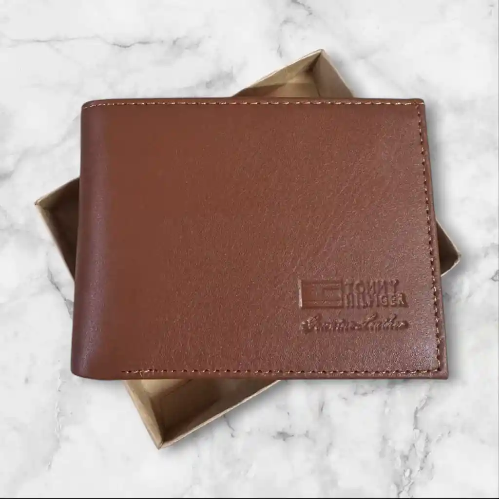 Billetera Hombre Cuero Cafe Madera Garantia Original