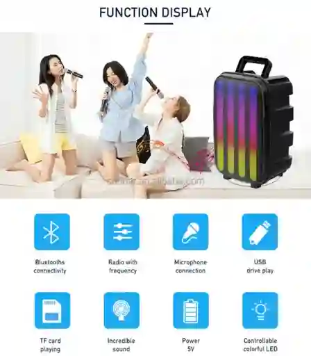 Parlante Recargable Excelente Sonido Micrófono Luces Led Controlremoto