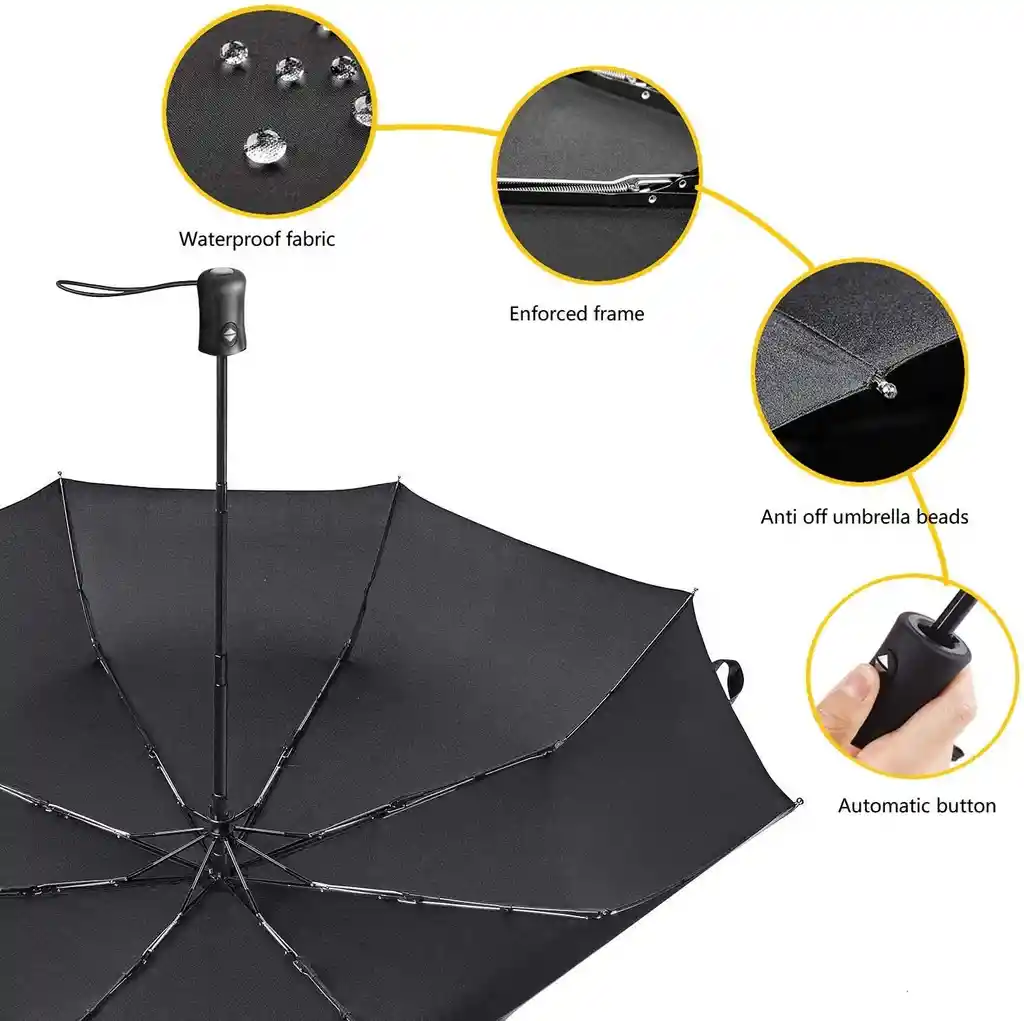 Sombrilla Automática Paraguas Automático Negra Filtro Uv