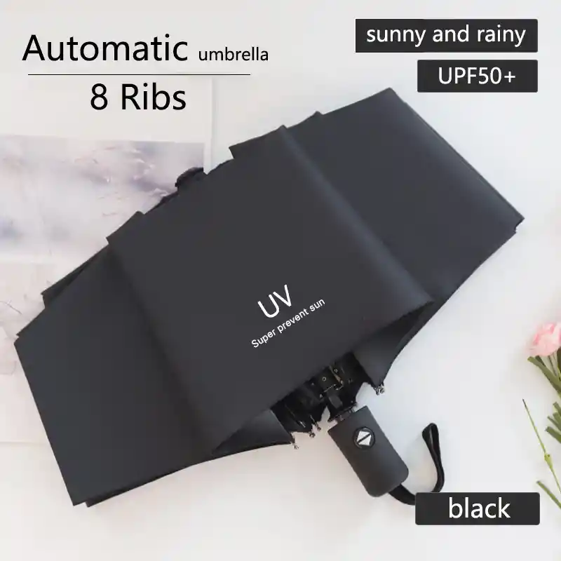 Sombrilla Automática Paraguas Automático Negra Filtro Uv
