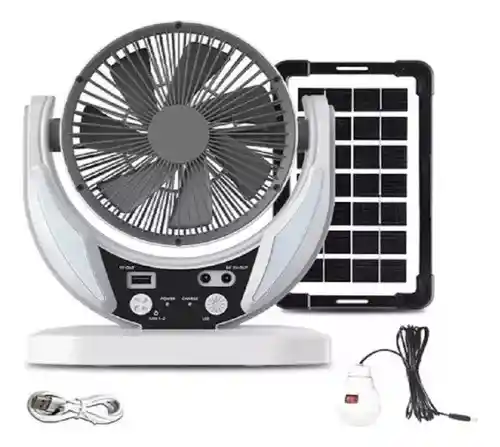 Ventilador Multifuncional Recargable Solar Gd-8025 Con Carga Usb