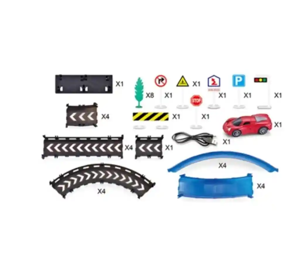 Pista De Carro Para Ensamblar 39 Piezas Y Accesorios Juguete