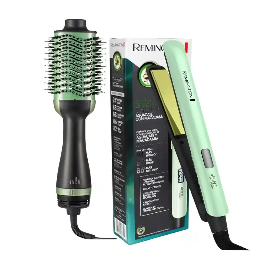 Combo Aguacate Plancha Remington+cepillo Secador