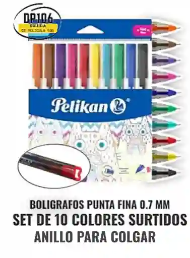 Esfero / Boligrafo Punta Fina X 10 Colores Surtidos / Lapicero