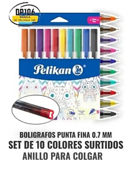 Esfero / Boligrafo Punta Fina X 10 Colores Surtidos / Lapicero