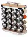 Set Especiero Condimentero En Vidrio Y Madera X16 Frascos